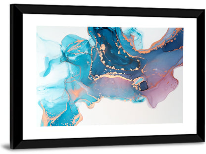Fluid Ink with Metallic Gold Accents Wall Art