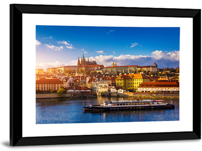 Prague Castle Golden Hour River View Wall Art