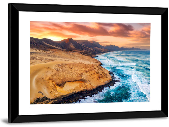 Playa Veril Manso Sunset Seascape Wall Art as a framed print
