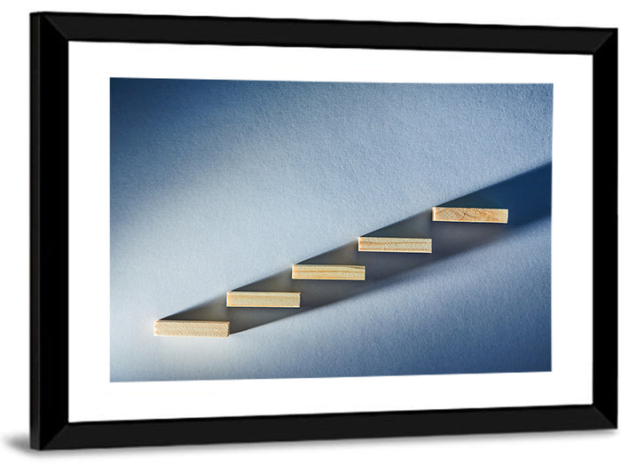 Five Wooden Steps Abstraction Wall Art as a framed print