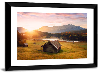 Sunrise Over Geroldsee Cabin Wall Art