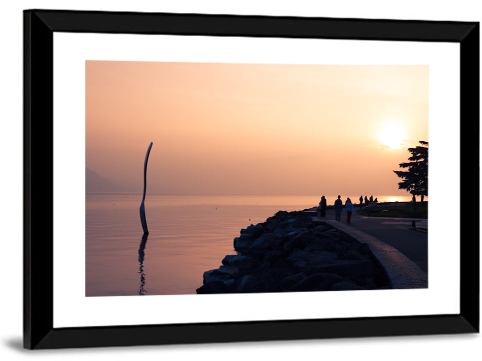 Lake Leman Sunset Sculpture Wall Art