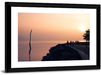 Lake Leman Sunset Sculpture Wall Art