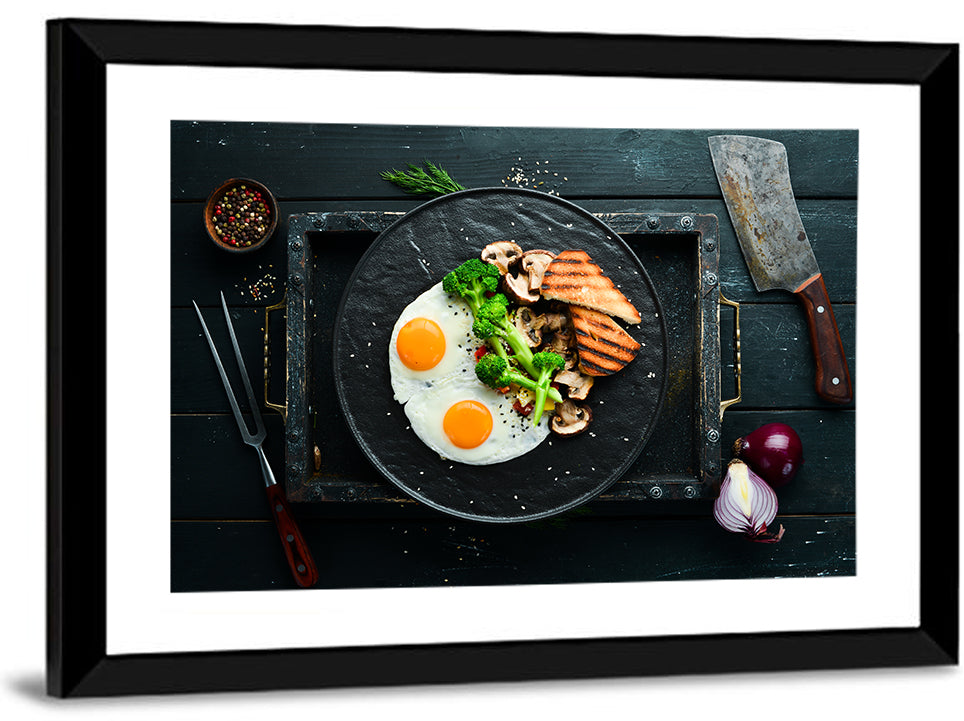 Top Down Fried Eggs Breakfast Platter Wall Art