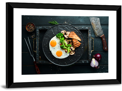 Top Down Fried Eggs Breakfast Platter Wall Art