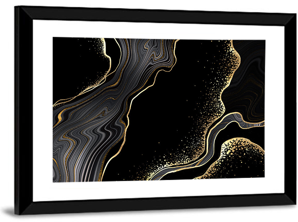 Black Marble with Gold Veins Wall Art
