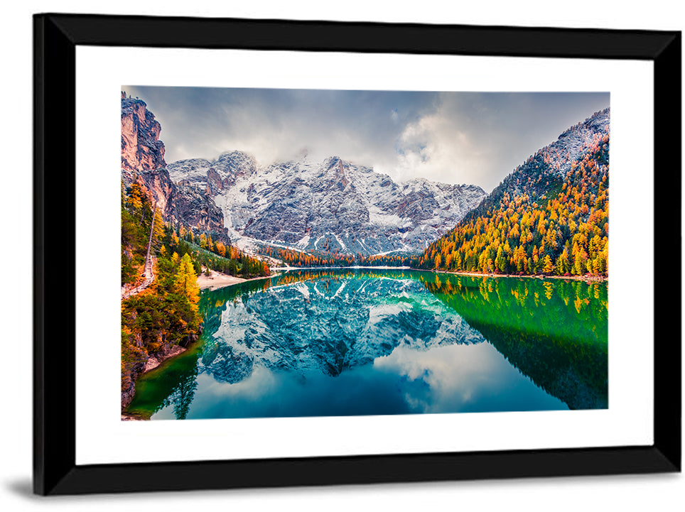 Lago Di Braies Reflection Wall Art