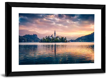 Golden Hour at Bled Island Wall Art