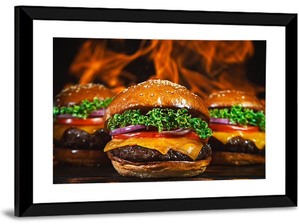 Three Flame Grilled Cheeseburgers Wall Art