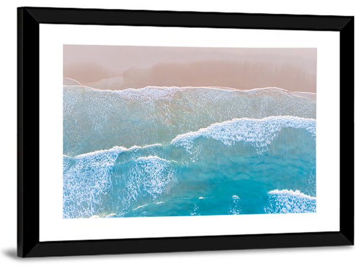 Turquoise Shoreline Aerial View Wall Art as a framed print