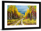 Autumn Birch Path with Two Birds Wall Art