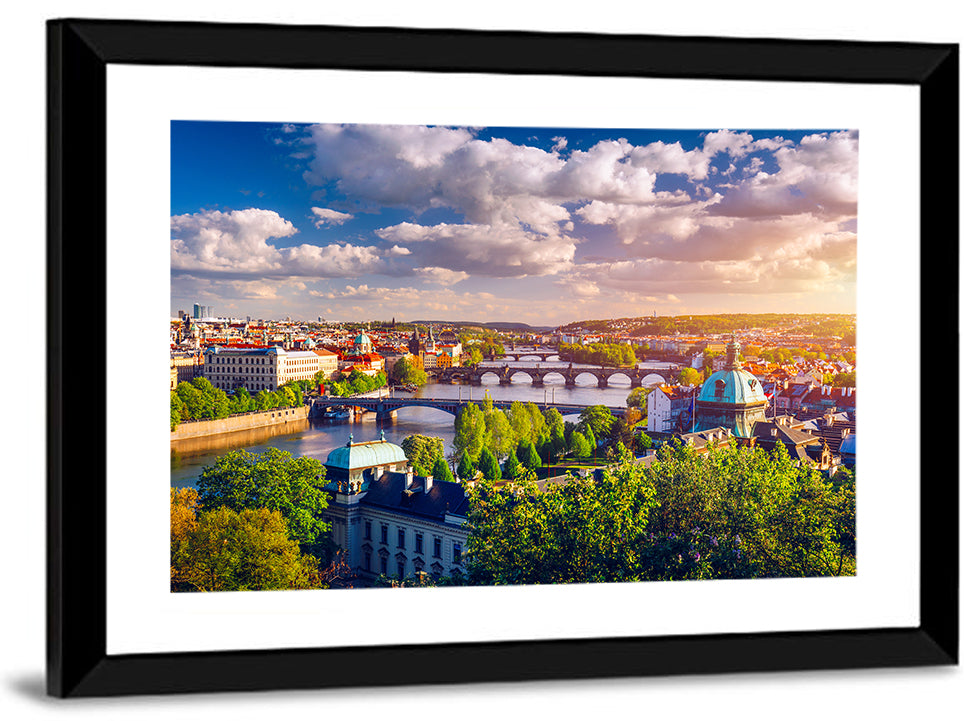 Prague Golden Hour Over Charles Bridge Wall Art