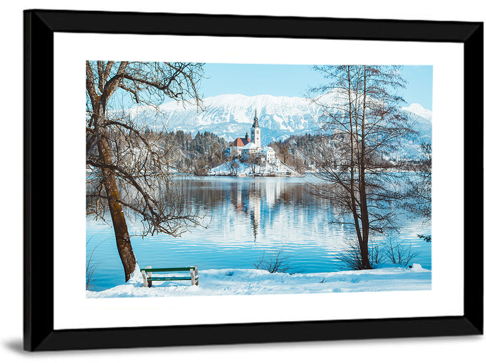 Bled Castle Winter View Wall Art