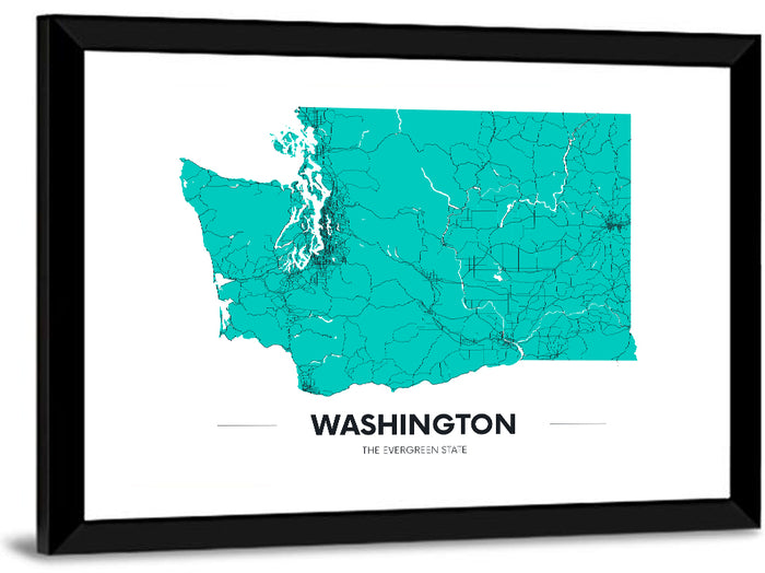 Washington State Minimalist Map Wall Art as a framed print
