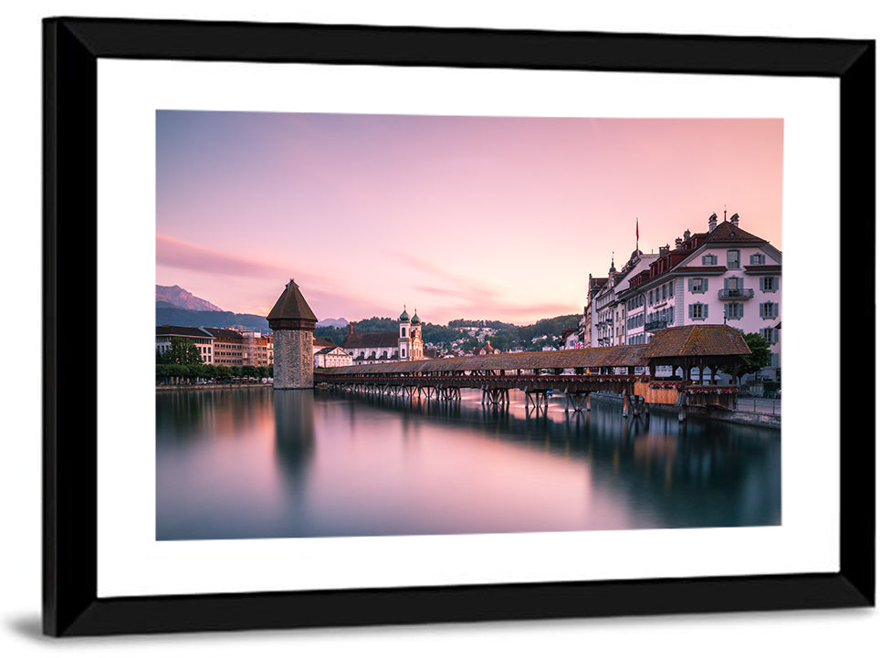 Lucerne Chapel Bridge at Dusk Wall Art