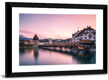 Lucerne Chapel Bridge at Dusk Wall Art