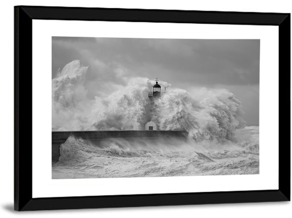 Douro River Storm Lighthouse Wall Art
