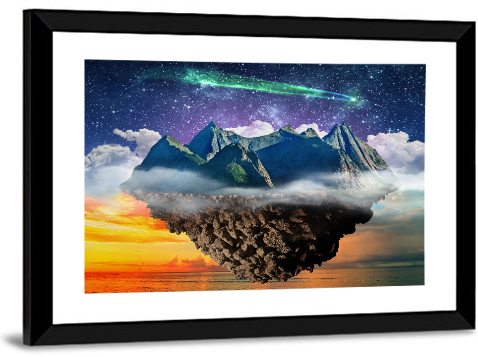 Starry Floating Mountain Island Wall Art