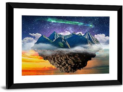 Starry Floating Mountain Island Wall Art
