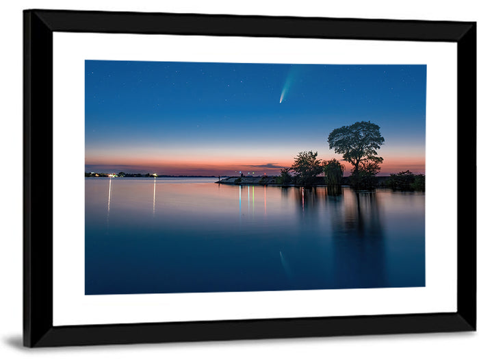 Dnieper River Comet Reflection Wall Art as a framed print