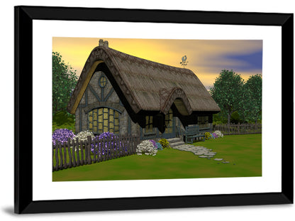 Country Cottage with Thatched Roof Wall Art