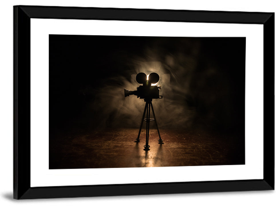 Backlit Vintage Movie Camera Wall Art