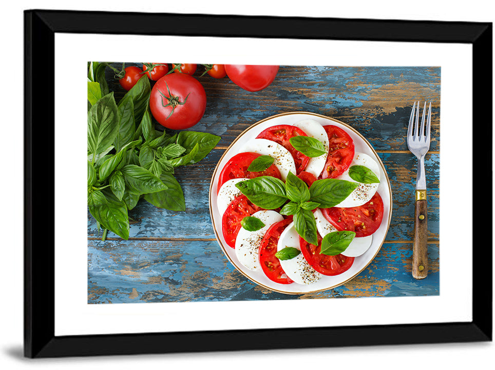Rustic Caprese Salad with Basil Wall Art