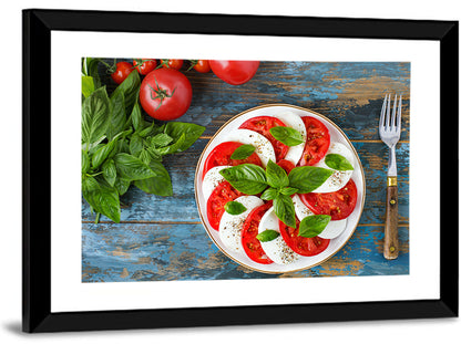 Rustic Caprese Salad with Basil Wall Art