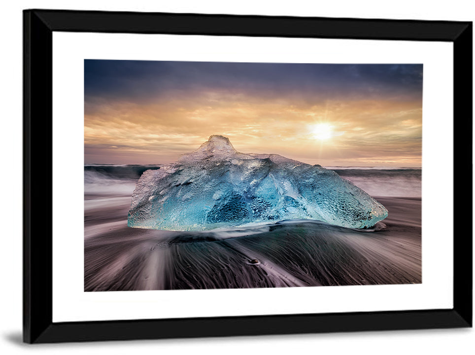 Diamond Beach Iceberg at Sunset Wall Art