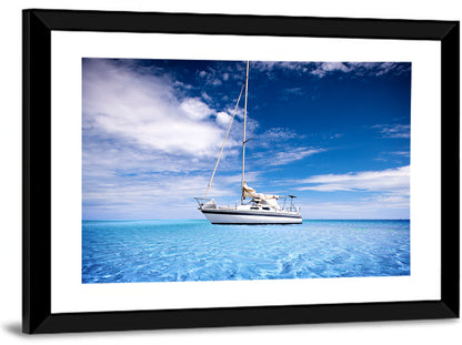 Furled Sails Over Turquoise Water Wall Art