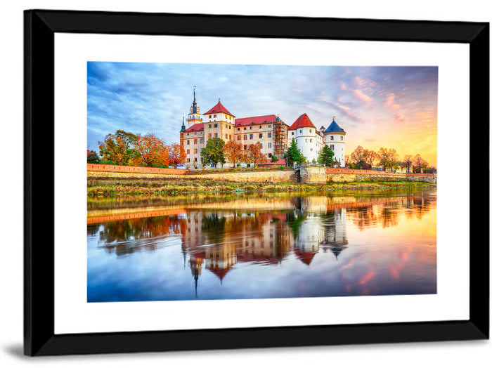 Hartenfels Castle Sunset Reflection Wall Art as a framed print