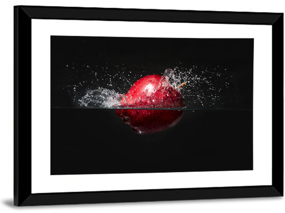Red Apple Water Splash Wall Art