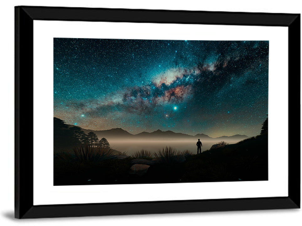 Milky Way Over Misty Mountain Ridge Wall Art