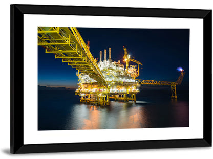 Glowing Offshore Oil Rig Wall Art