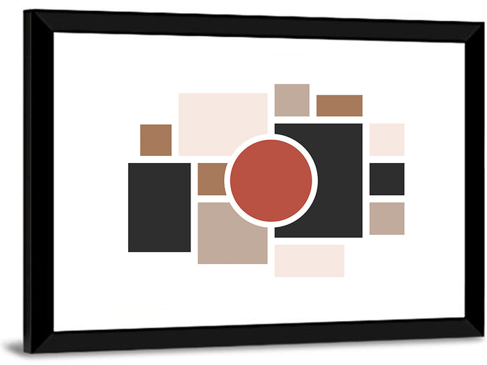 Terracotta Geometric Circle Composition Wall Art as a framed print