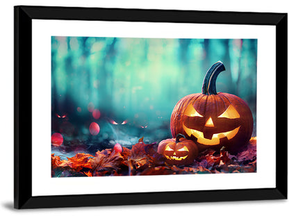 Jack-o'-lanterns at Teal Twilight Wall Art