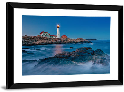 Portland Head Light at Dusk Wall Art