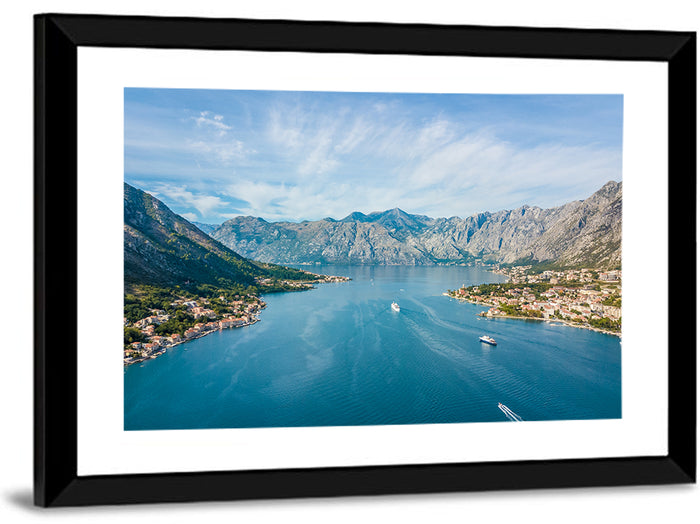 Bay of Kotor Aerial View Wall Art as a framed print