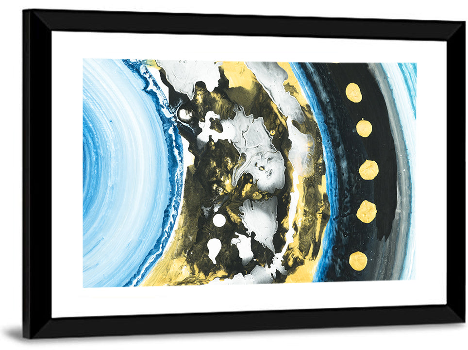 Planet Rings in Blue and Gold Wall Art