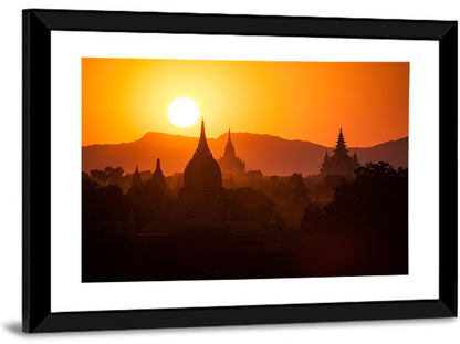 Bagan Pagodas at Sunset Wall Art