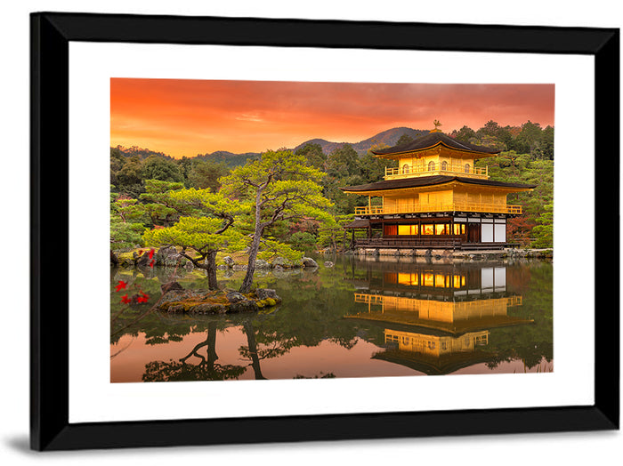 Kinkaku-ji at Sunset Wall Art as a framed print