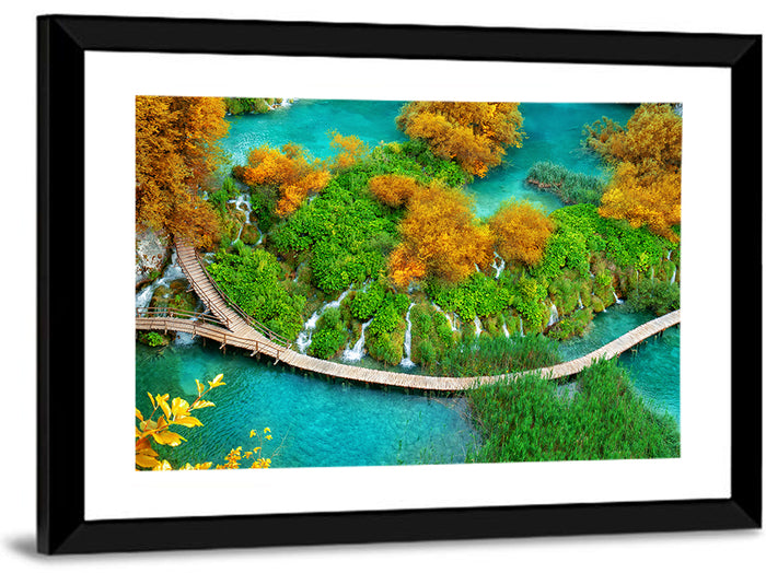 Plitvice Lakes Boardwalk Wall Art as a framed print