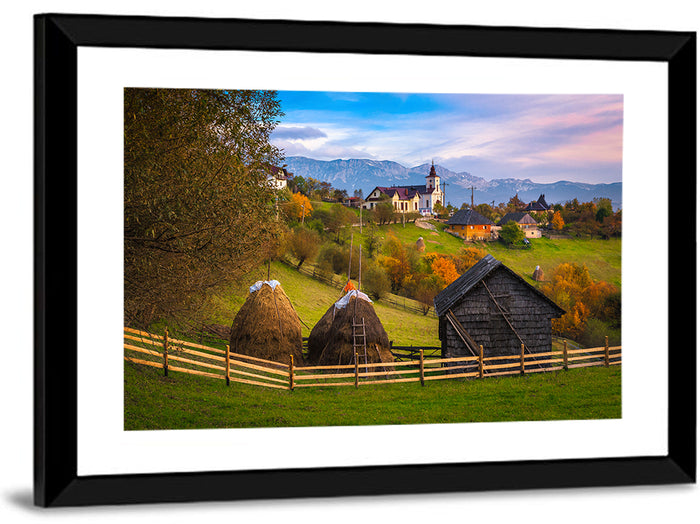 Romanian Autumn Countryside Wall Art as a framed print