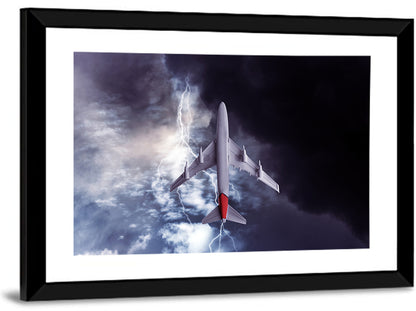 Red-tailed Airplane in Storm Wall Art