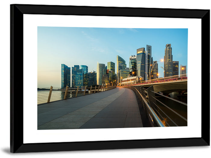 Singapore Business District Skyline Wall Art as a framed print