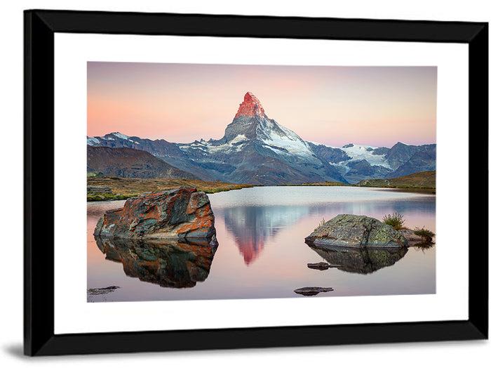 Matterhorn at Lake Stellisee Wall Art as a framed print