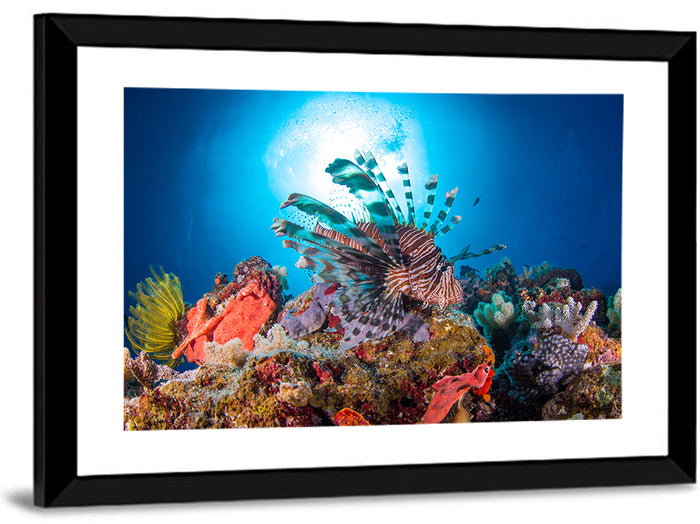 Lionfish in Coral Reef Wall Art as a framed print