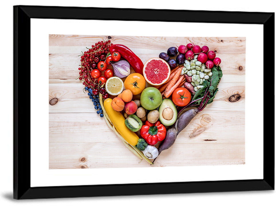 Heart of Fresh Fruits and Vegetables Wall Art