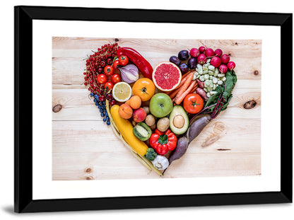 Heart of Fresh Fruits and Vegetables Wall Art