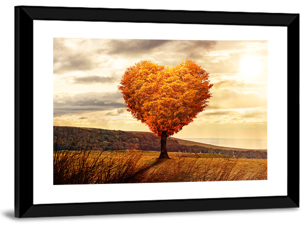 Heart Shaped Tree at Sunset Wall Art